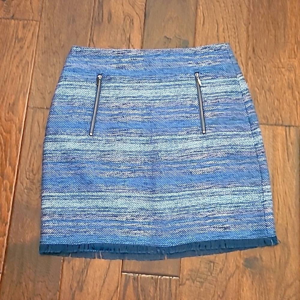Loft women's tweed skirt with fringe hem size 6